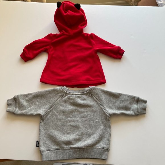 2 warm tops: Zip hoodie with panda ears and Fleece sweatshirt, great condition - Picture 2 of 3